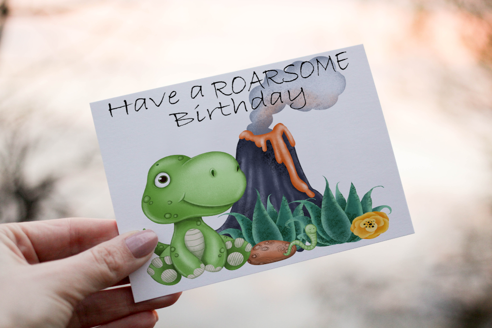 Dinosaur Birthday Card, Card for Birthday, Greetings Card